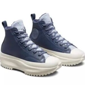 Converse Chuck Taylor Run Star Hiker Blue Fleece Lined Sneakers